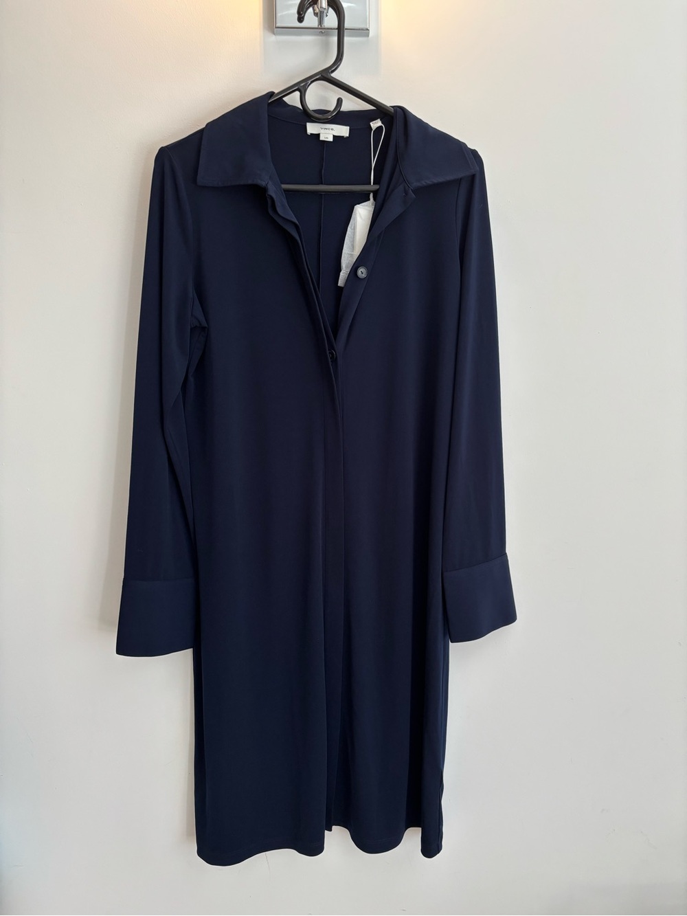 Vince Navy Long Sleeve Shirt Dress